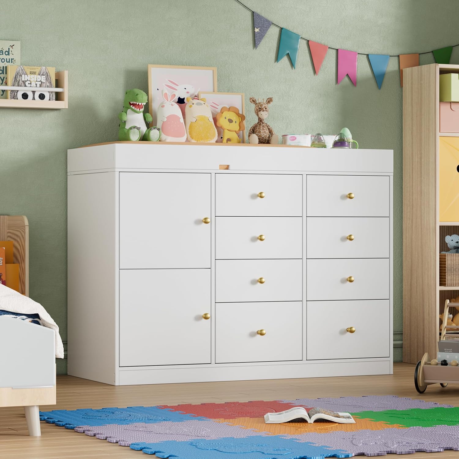 Baby Nursery Drawers - 기저귀 교환대 겸용 서랍장, 8개 서랍과