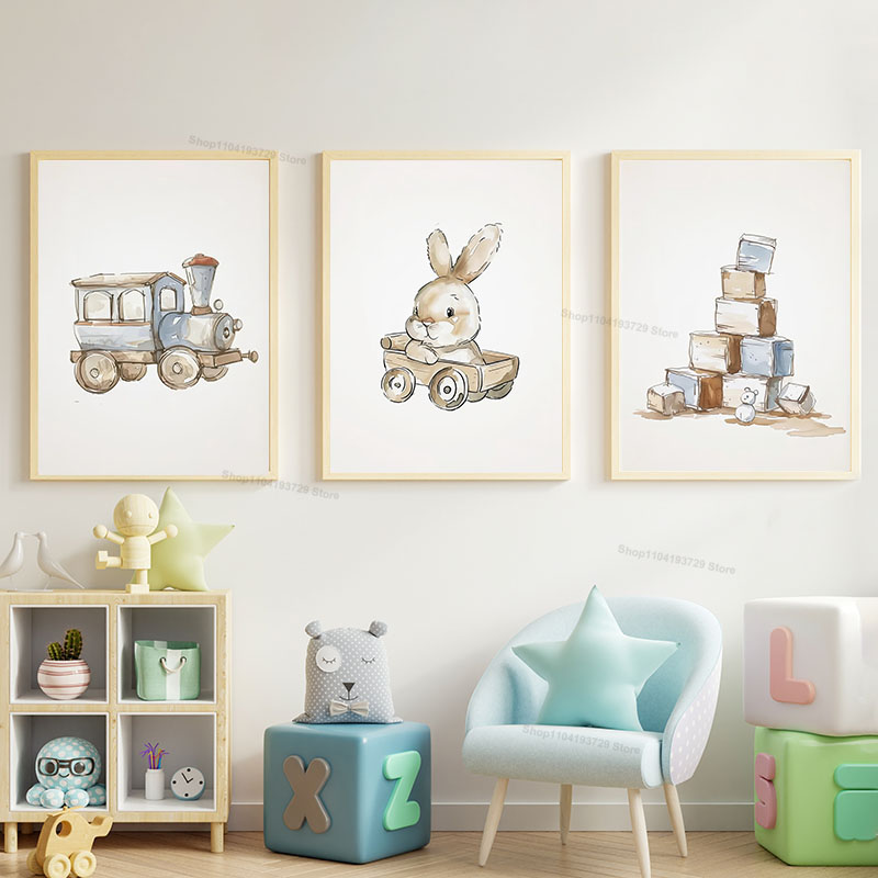 Baby Nursery Books - 북유럽 스타일 만화 곰 말 토끼