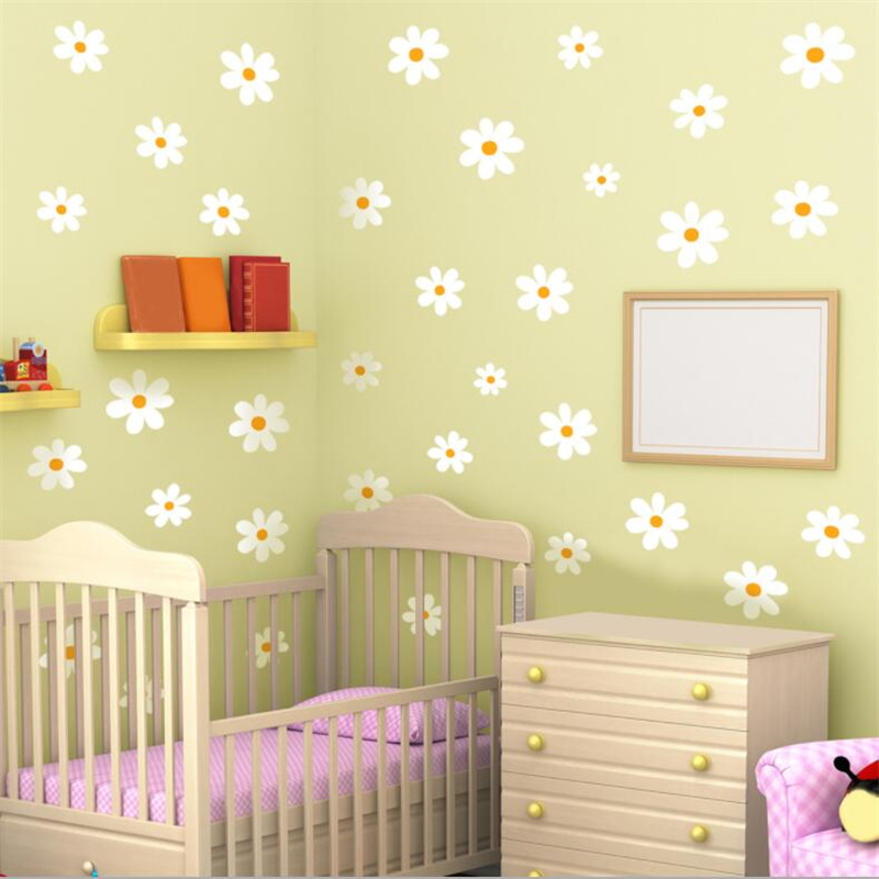 Baby Nursery Plants - 꽃 데이지 꽃 벽 스티커 30x60