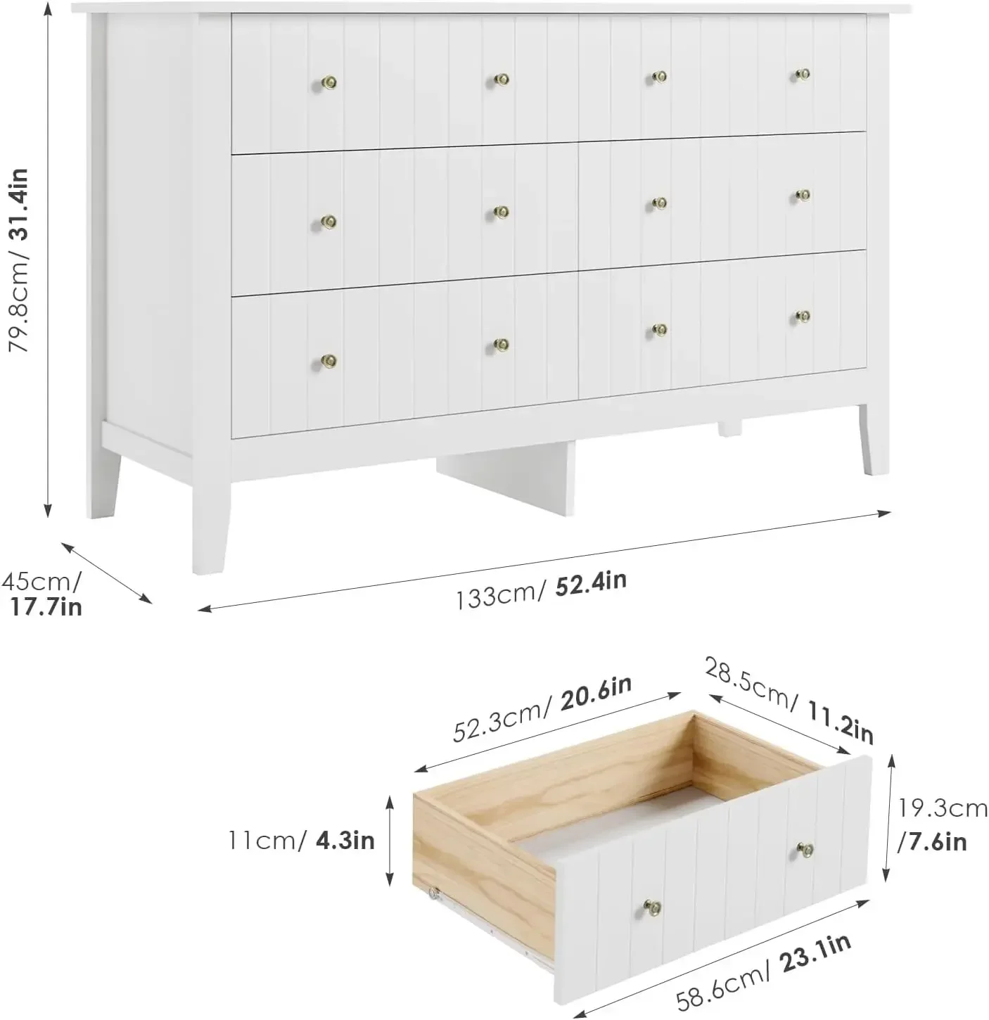 Baby Nursery Chest Of Drawers - 흰색 서랍장, 서랍장, 깊은 서랍이 있는