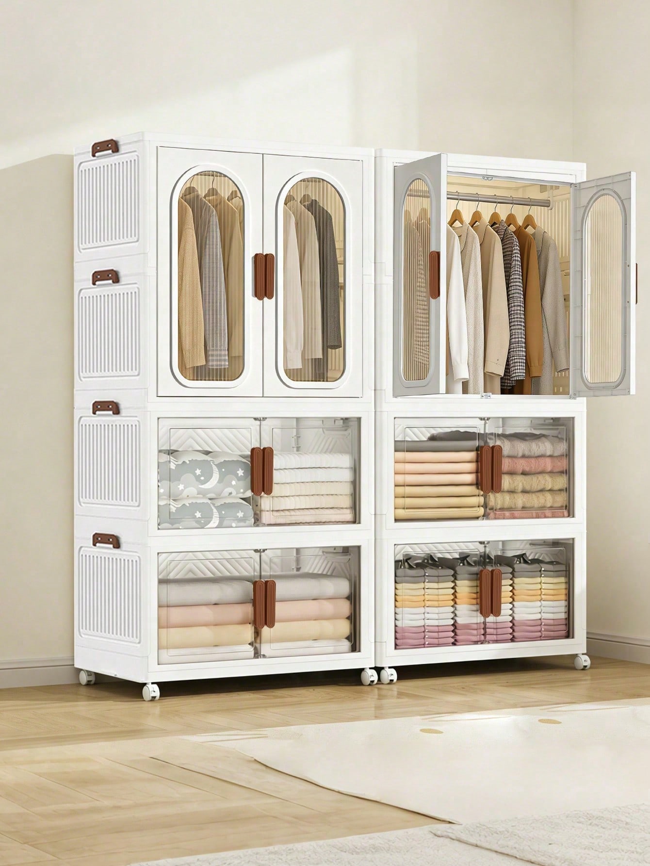 Drawer Dresser White - 70cm 27.55인치 대형 접이식 옷장 수납함,
