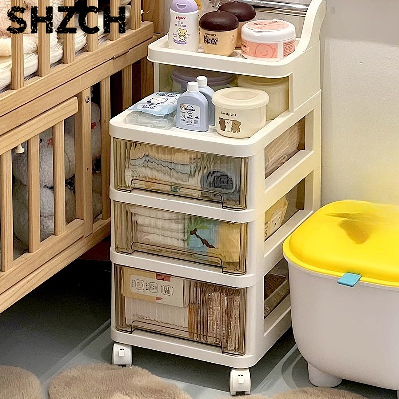Baby Nursery Drawers - 3단 이동식 수납 카트, 유아용 이동식