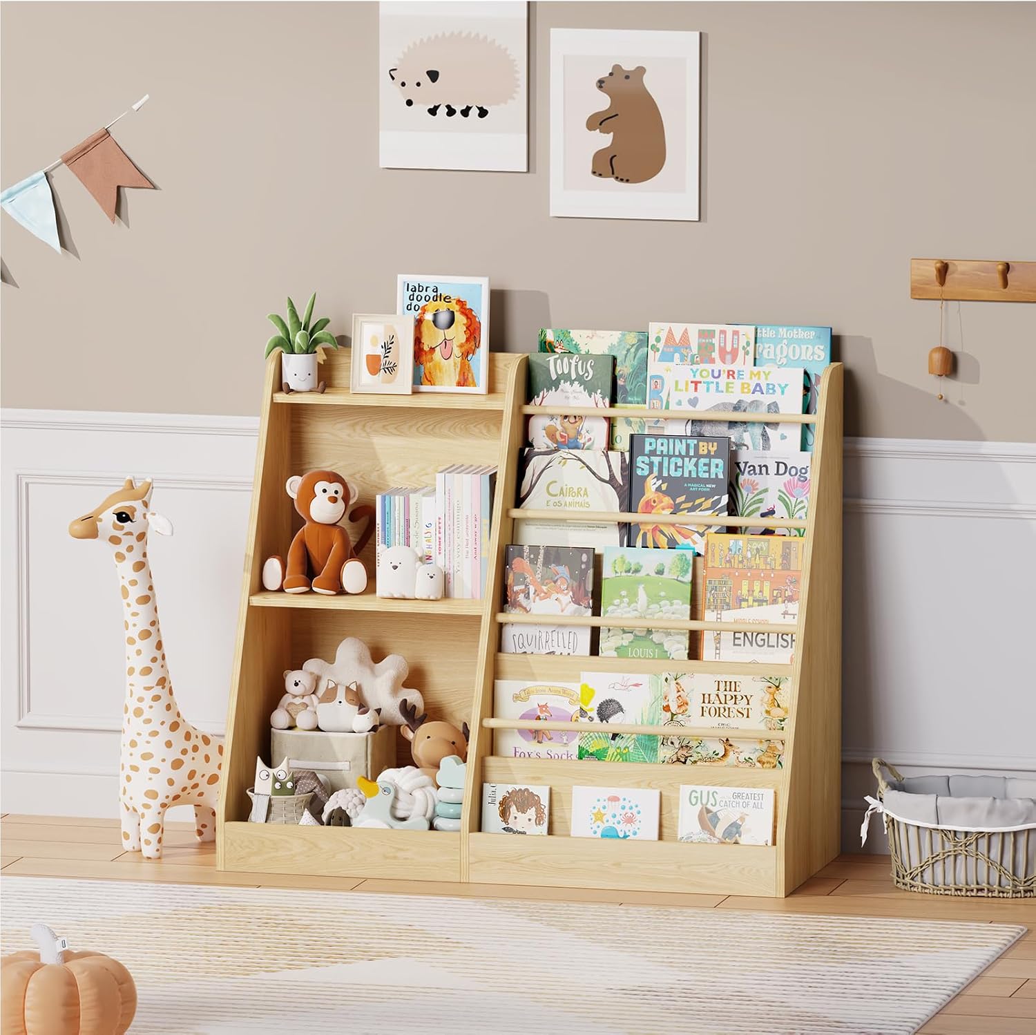 Baby Nursery Books - 어린이 책꽂이 수납장 몬테소리 전면형 책장