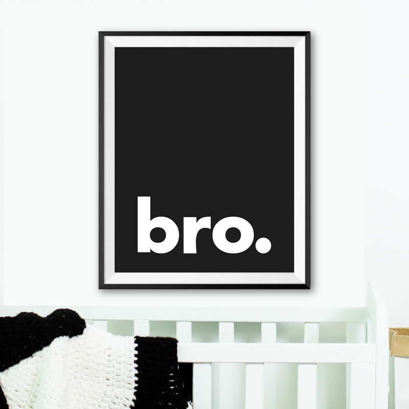 Baby Nursery Decor Boy - 형. 미니멀 타이포그래피 프린트 포스터, 블랙