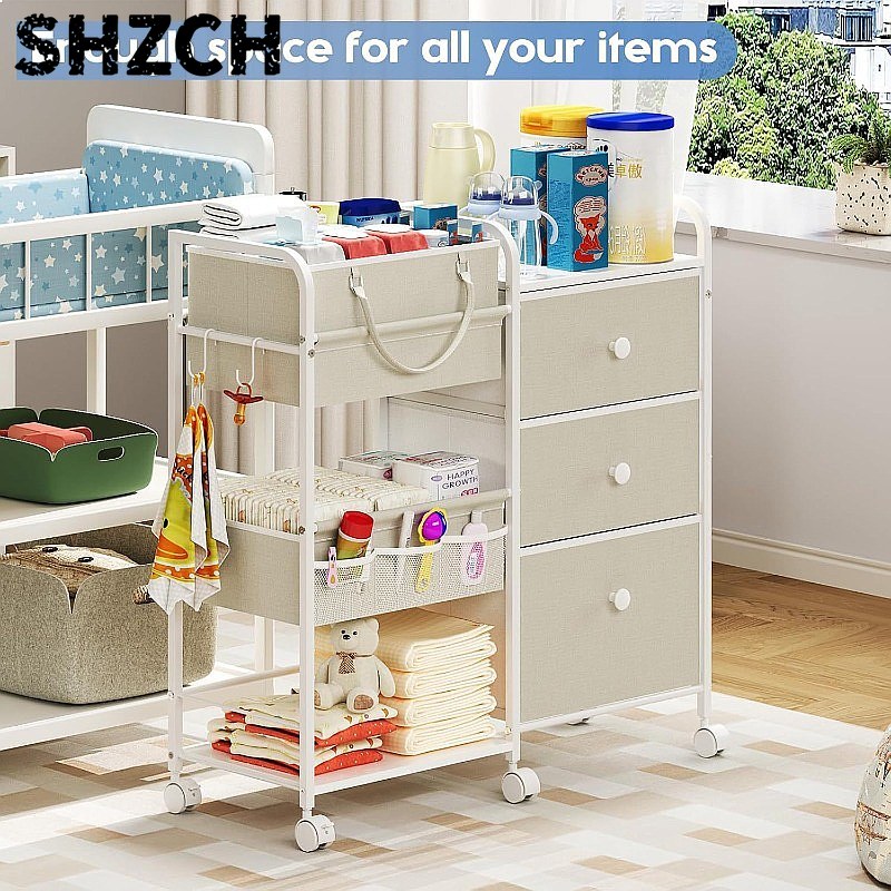 Baby Nursery Drawers - 대용량 아기 기저귀 정리 카트 3단