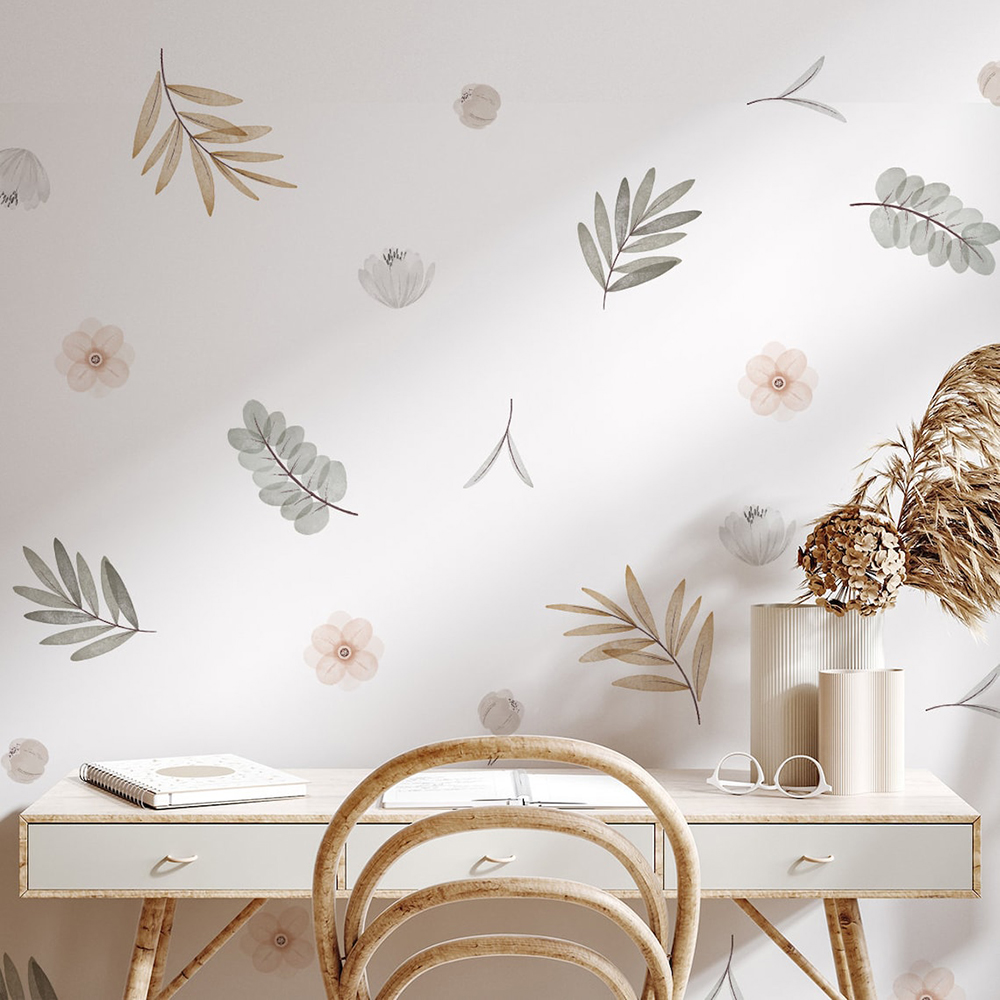 Baby Nursery Set Furniture - Boho 잎 식물 DIY 벽 데칼