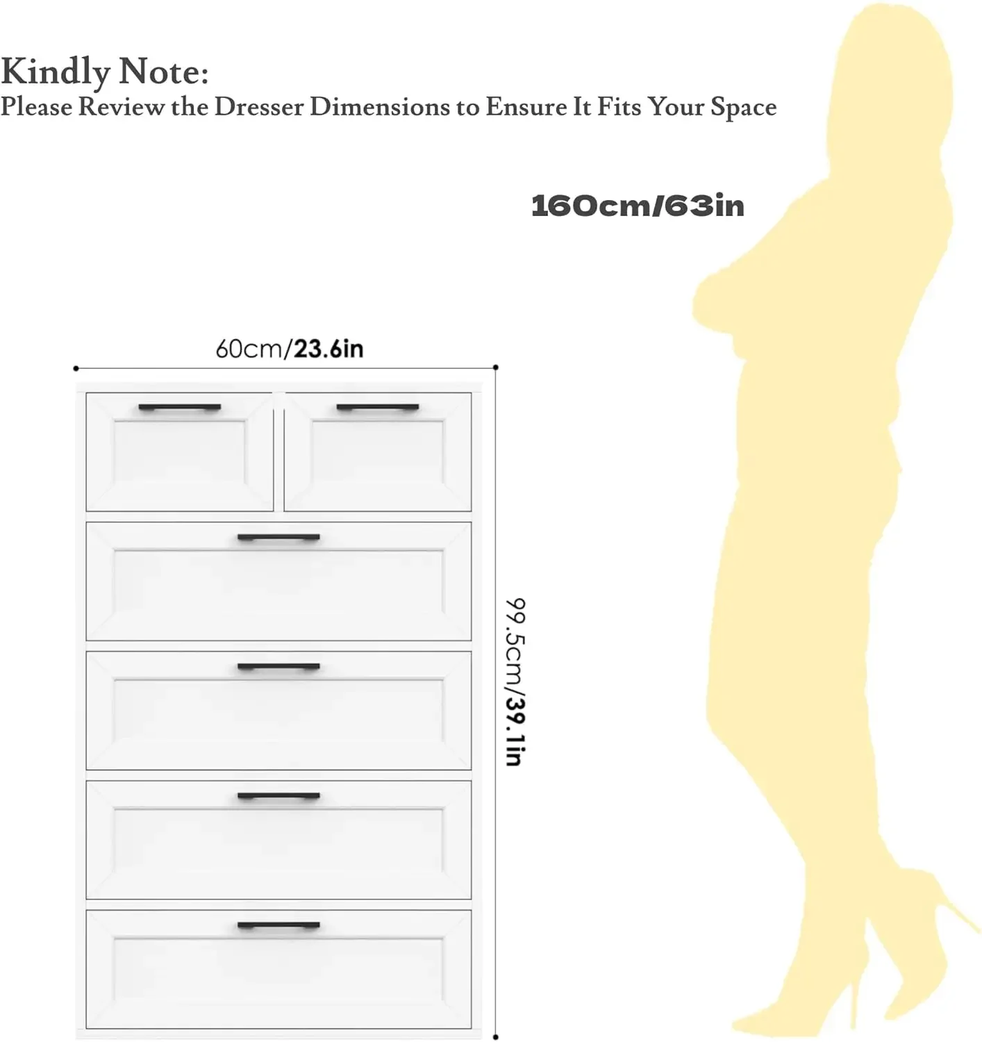 Drawer Dresser White - 대규모 클리어런스 세일 6단 화이트 서랍장,