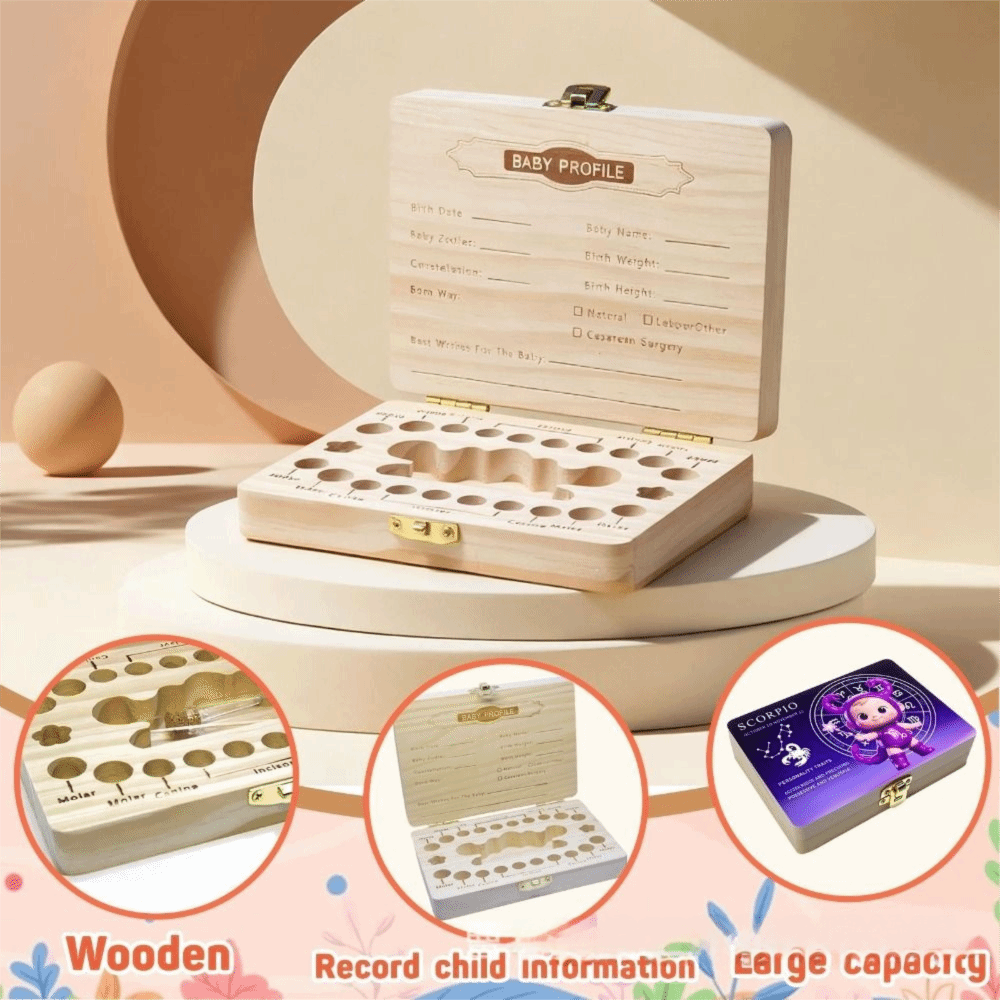 Baby Keepsake Box - 나무로 만든 아기 치아 보관함 특별한