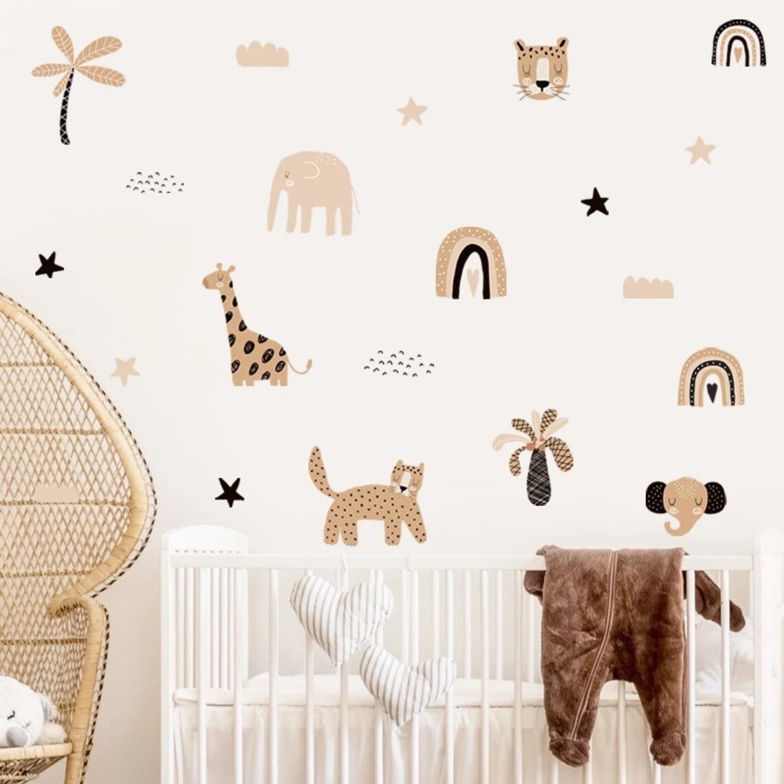 Baby Nursery Decor Boy - Boho 만화 무지개 별 귀여운 동물