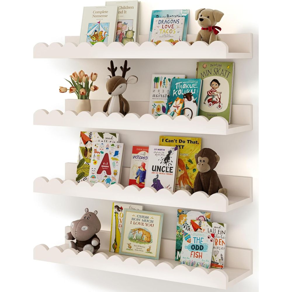 4팩 화이트 플로팅 선반, 벽걸이형 어린이용, 물결 모 - Baby Nursery Floating Shelves 리뷰 및 가격