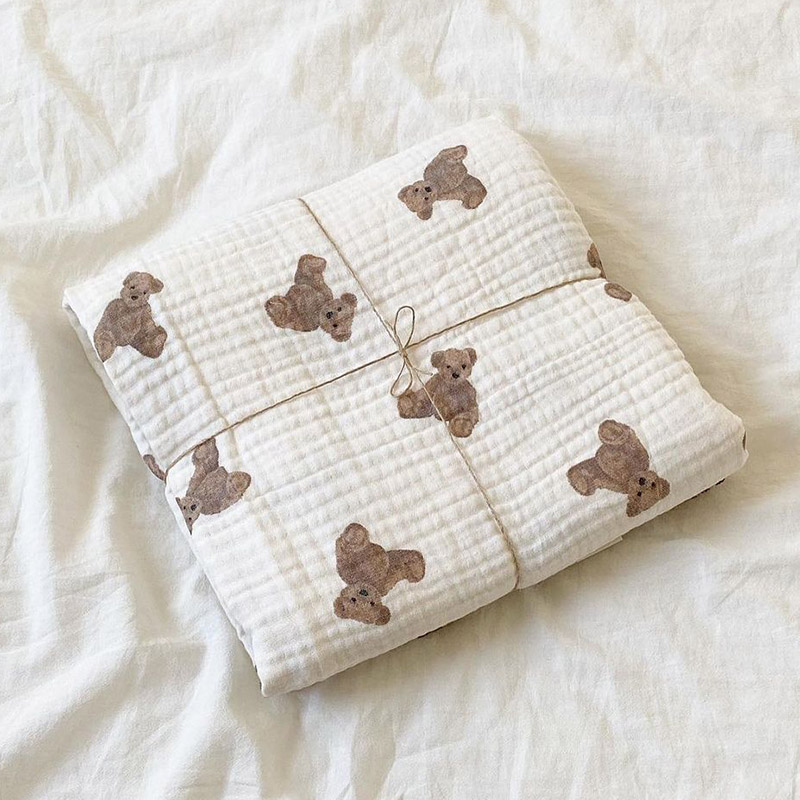 곰 인쇄 아기 담요 신생아 모슬린 면화 거즈 Swadd - Baby Nursery Accessories 리뷰 및 가격