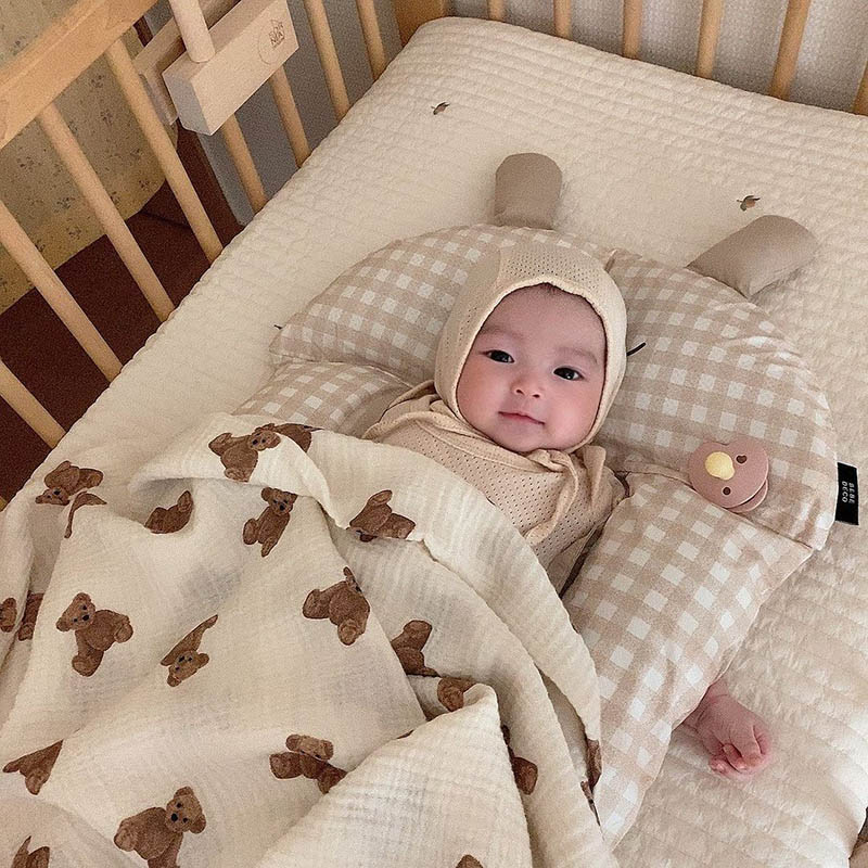 곰 인쇄 아기 담요 신생아 모슬린 면화 거즈 Swadd - Baby Nursery Accessories 리뷰 및 가격
