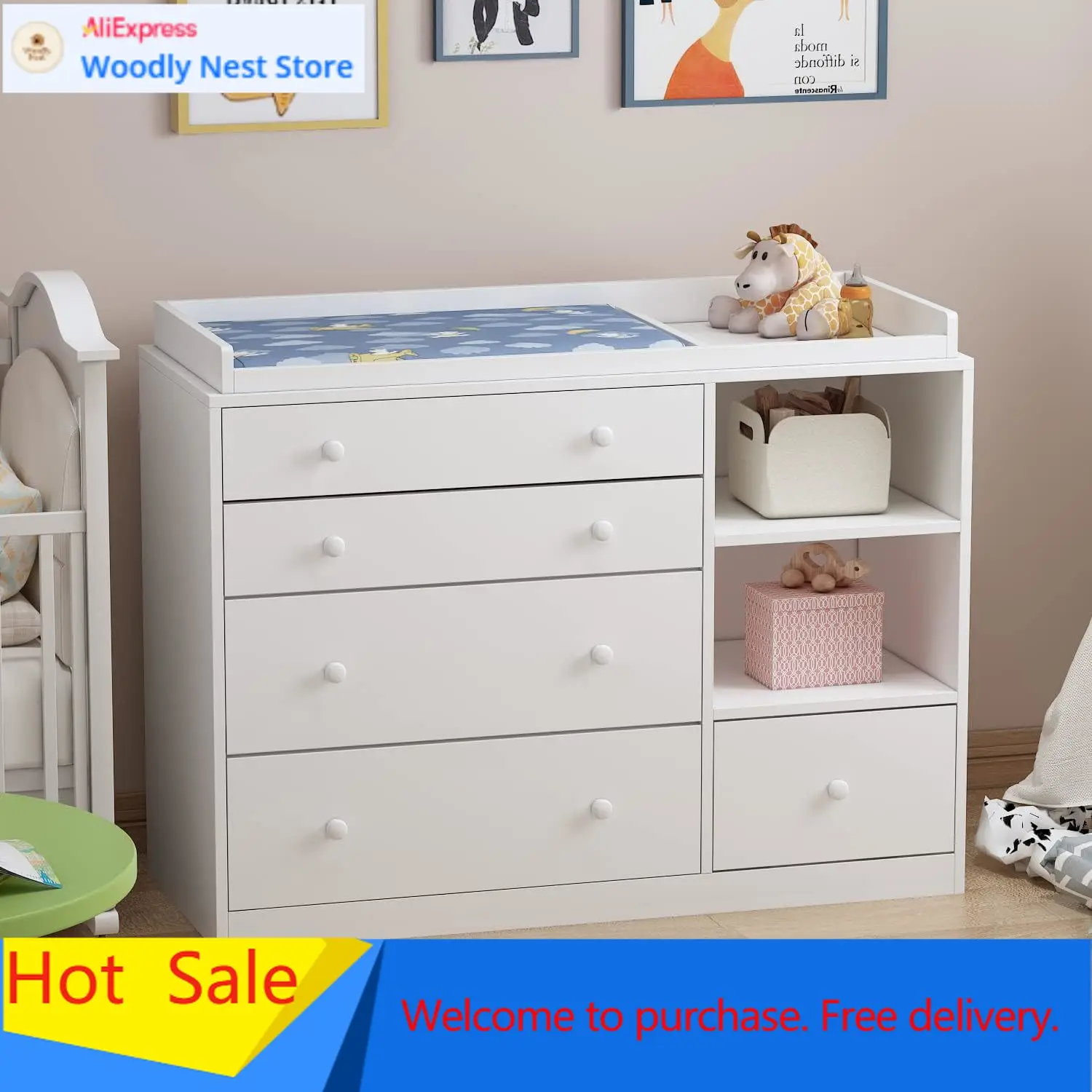 유아용 서랍장, 흰색 침실용 서랍장(5단 서랍 및 수납 - Baby Nursery Chest Of Drawers 리뷰 및 가격