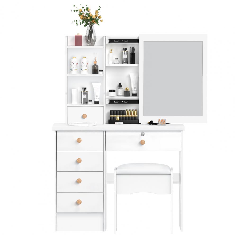 슬라이딩 거울이 있는 화장대 화장대, 침실 화장대, 서 - Drawer Dresser White 리뷰 및 가격