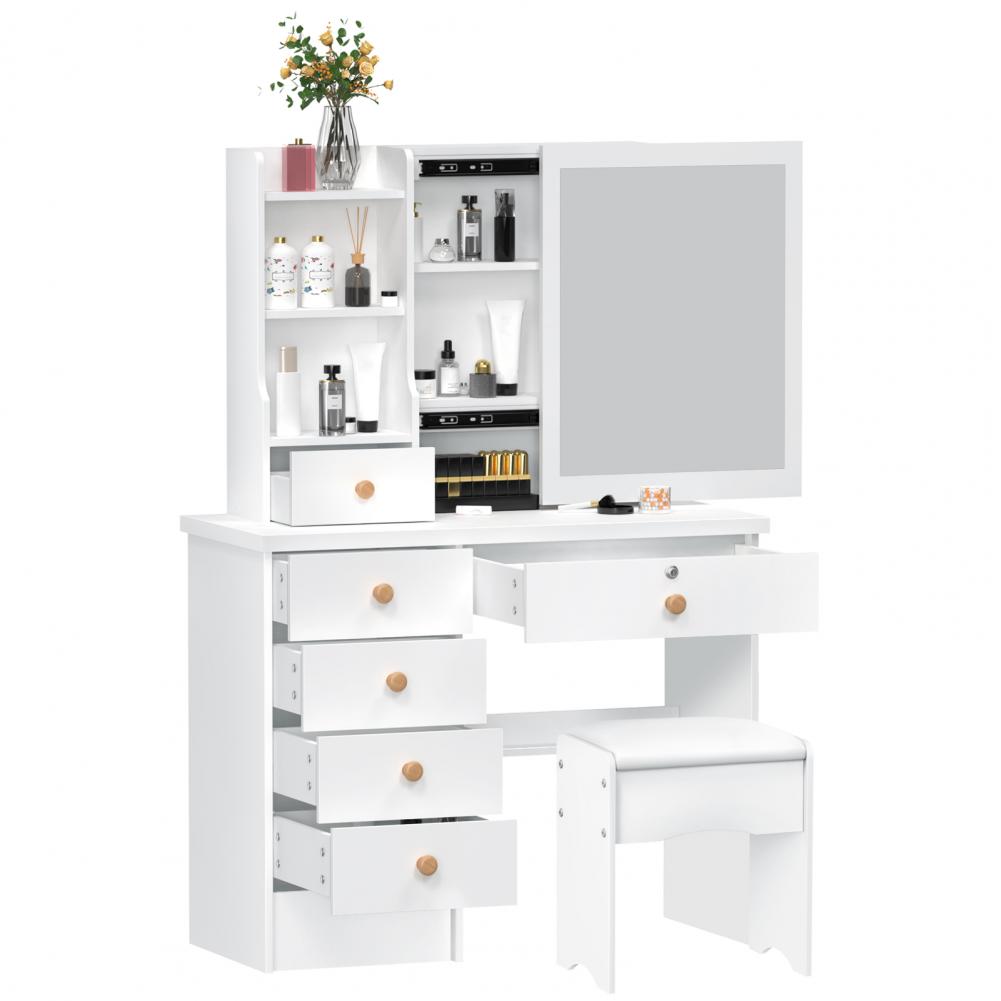 슬라이딩 거울이 있는 화장대 화장대, 침실 화장대, 서 - Drawer Dresser White 리뷰 및 가격