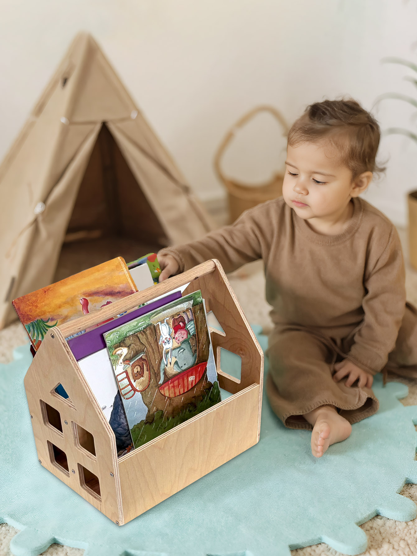 유아용 책장 양면 2단 나무 몬테소리 책꽂이 아기 보육 - Baby Nursery Books 리뷰 및 가격