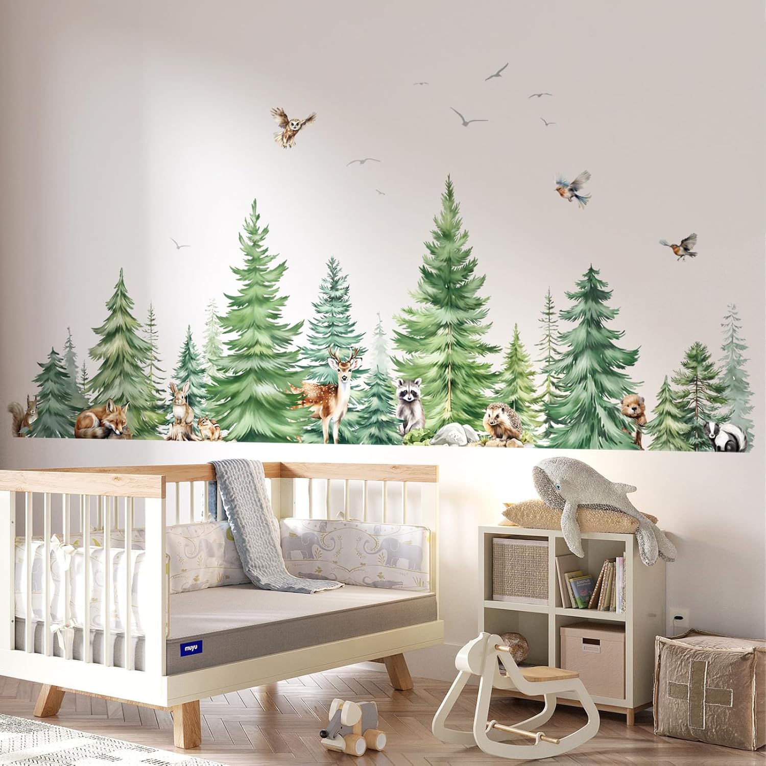 대형 수채화 소나무 동물 벽 스티커 어린이 방 침실 숲 - Baby Nursery Set Furniture 리뷰 및 가격