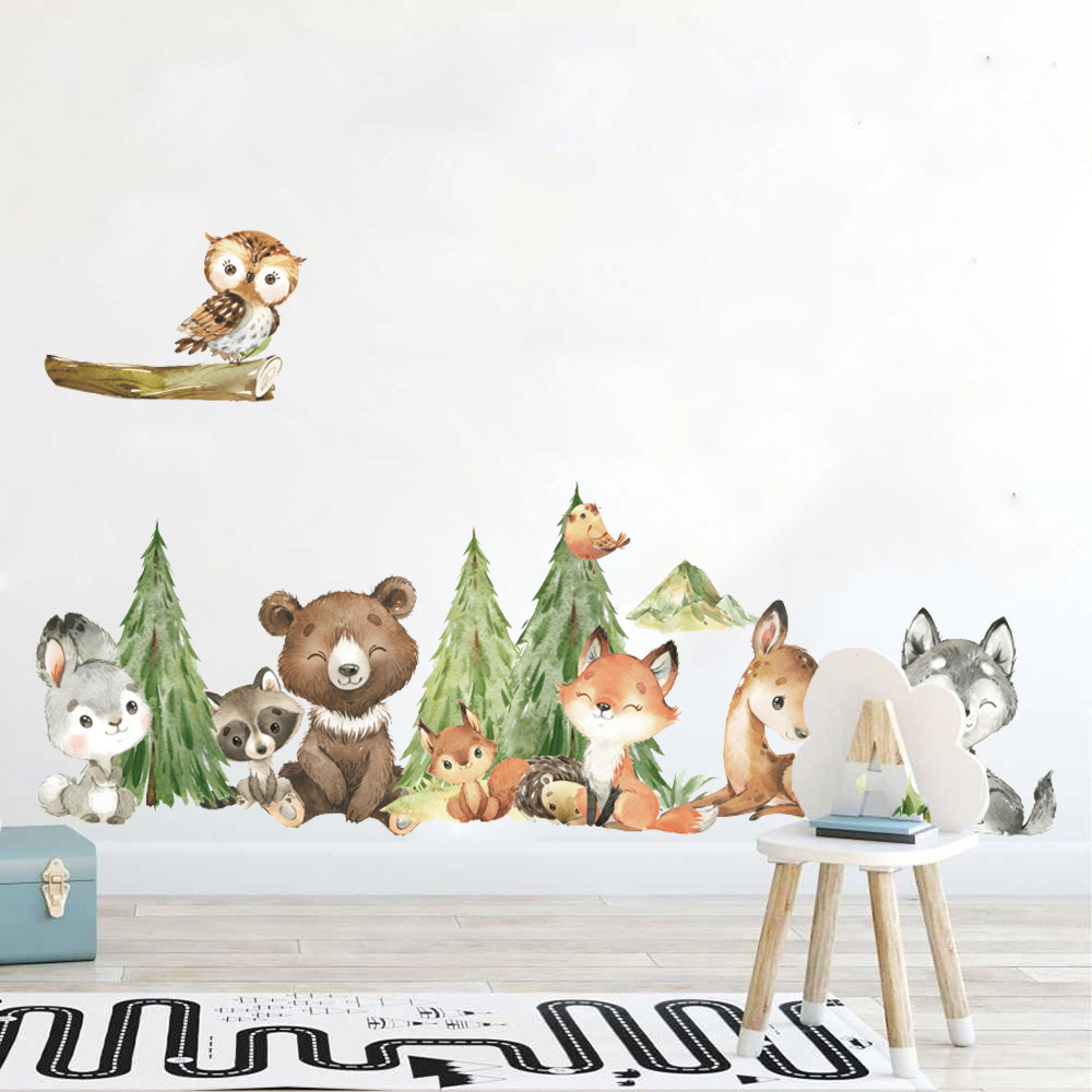 만화 수채화 숲 동물 벽 스티커, 어린이 방, 아기 보 - Baby Nursery Set Furniture 리뷰 및 가격