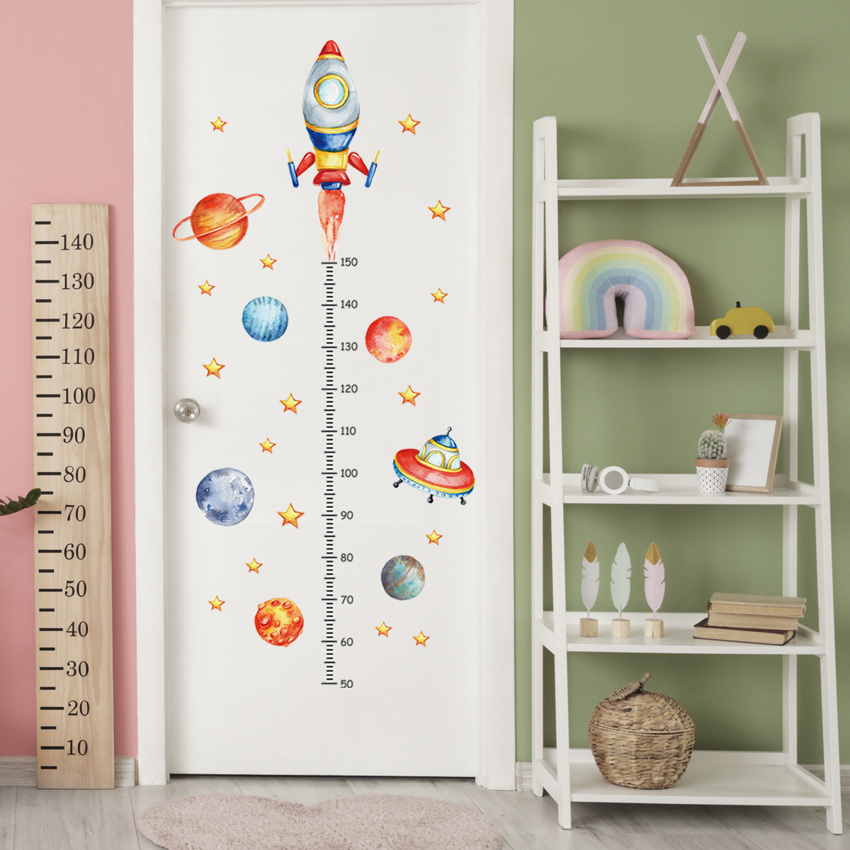 만화 행성 로켓 높이 측정 벽 스티커 어린이 방 아기  - Baby Nursery Decor Boy 리뷰 및 가격