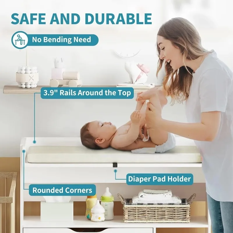 현대적인 미니멀리스트 디자인의 MDF 화이트 아기 기저 - Baby Nursery Drawers 리뷰 및 가격
