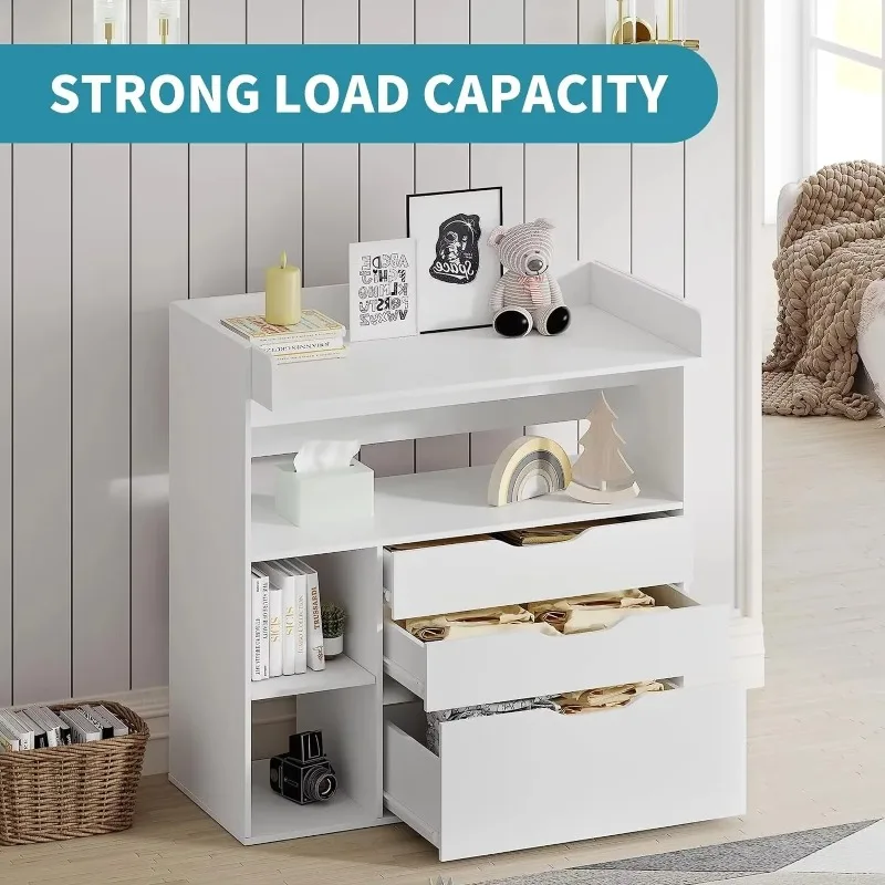 현대적인 미니멀리스트 디자인의 MDF 화이트 아기 기저 - Baby Nursery Drawers 리뷰 및 가격