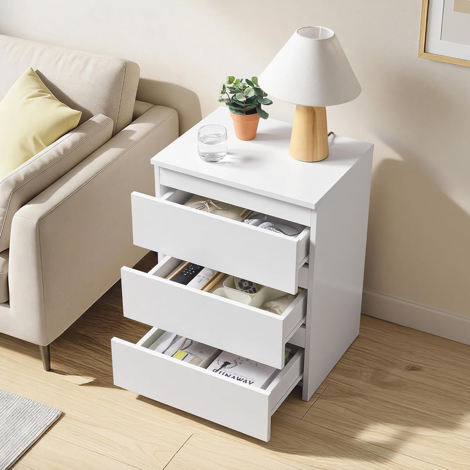 3개의 서랍이 있는 작은 침실용 탁자, 침실 수납장,  - Drawer Dresser White 리뷰 및 가격