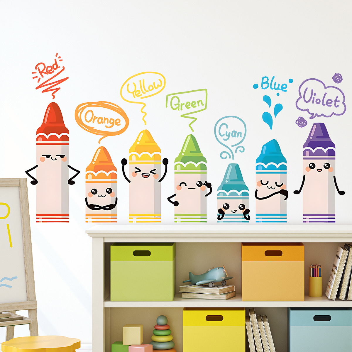 만화 귀여운 다채로운 크레용 패턴 벽 스티커, 어린이  - Baby Nursery Set Furniture 리뷰 및 가격