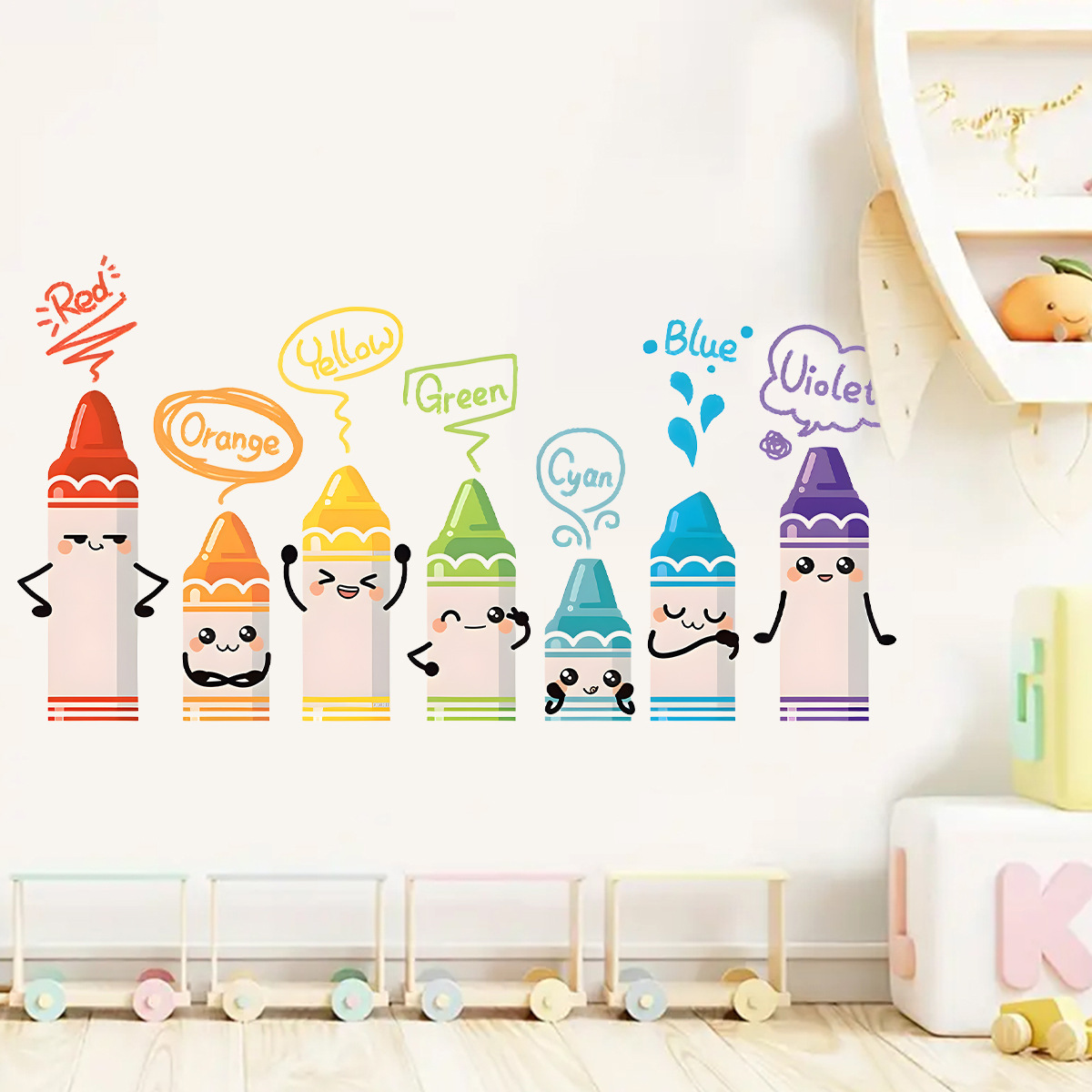 만화 귀여운 다채로운 크레용 패턴 벽 스티커, 어린이  - Baby Nursery Set Furniture 리뷰 및 가격