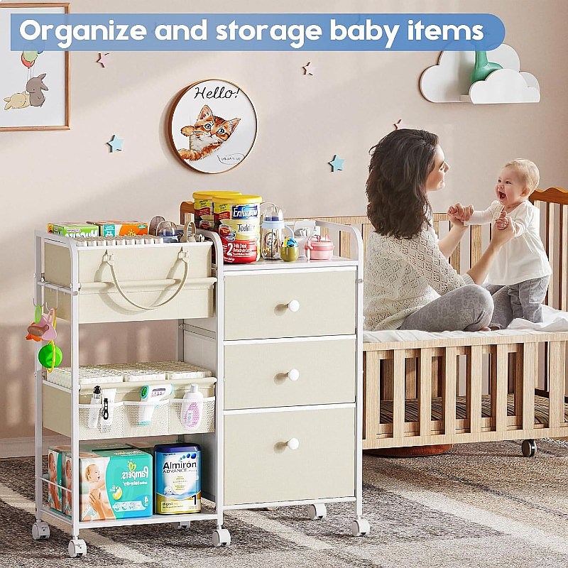 대용량 아기 기저귀 정리 카트 3단 이동식 수납 서랍  - Baby Nursery Drawers 리뷰 및 가격