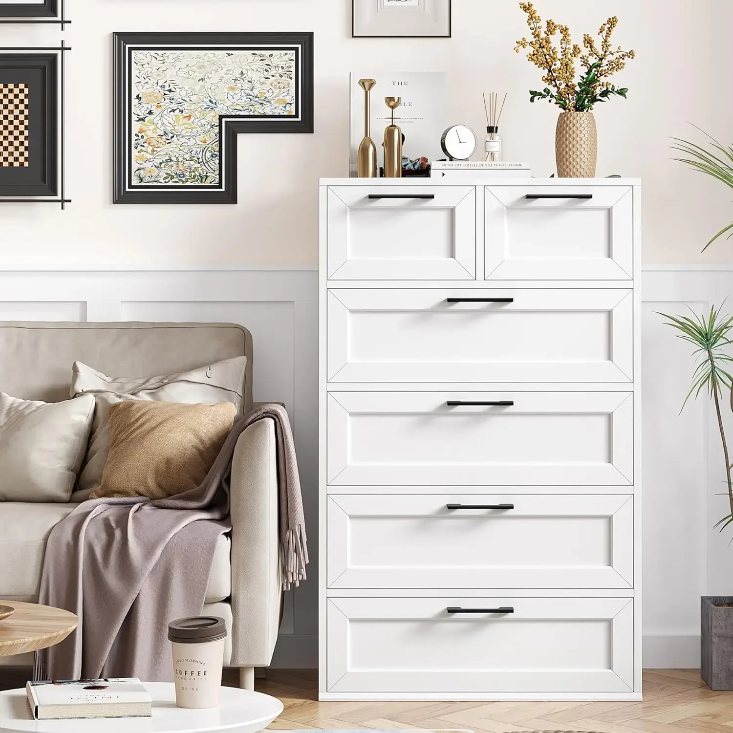 대규모 클리어런스 세일 6단 화이트 서랍장, 넓은 수납 - Drawer Dresser White 리뷰 및 가격