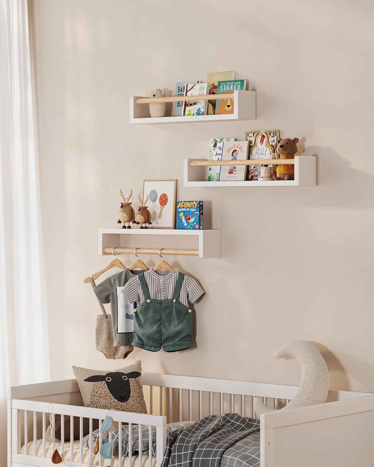 3단 플로팅 유아용 책장 세트, 침실용 벽걸이형 어린이 - Baby Nursery Books 리뷰 및 가격