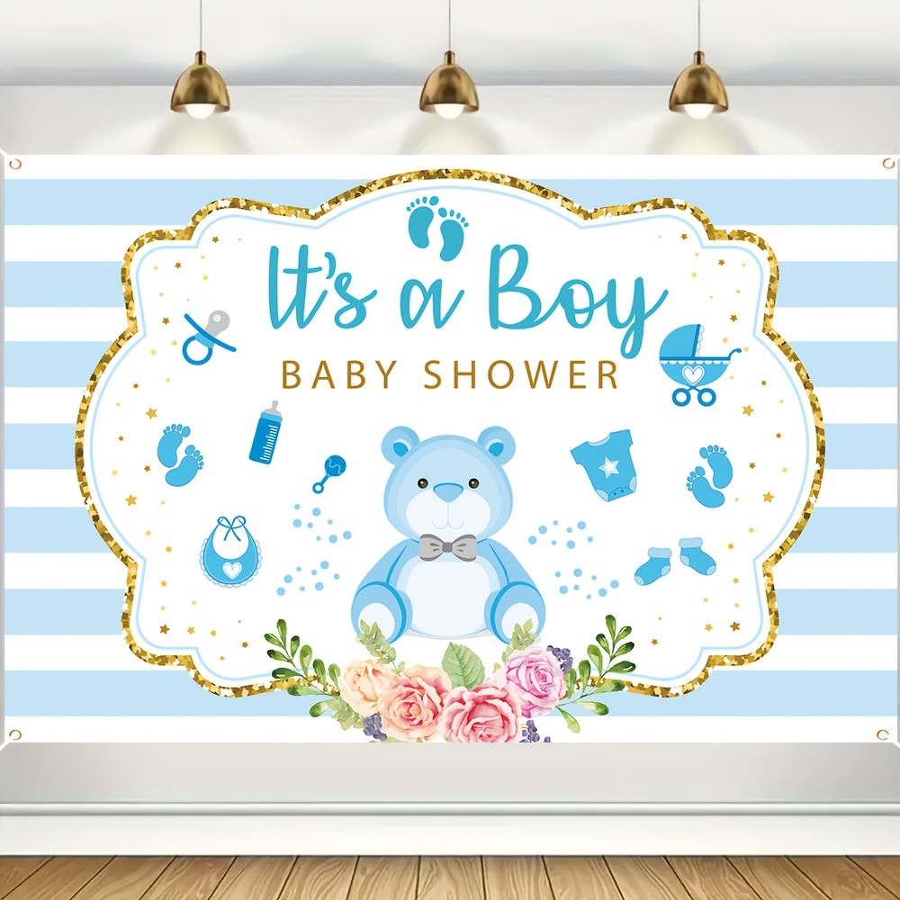 Its A Boy 베이비 샤워 배너 파란색 줄무늬 배경 - Baby Nursery Decor Boy 리뷰 및 가격