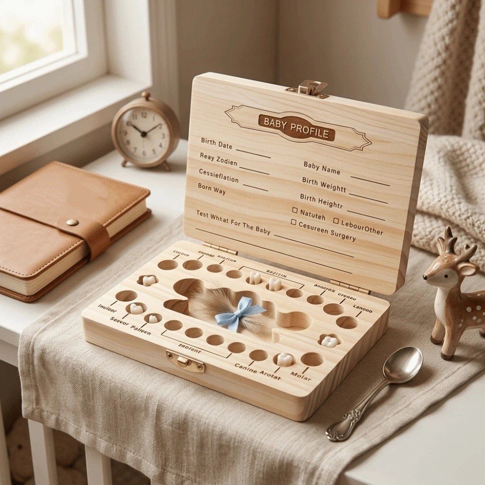 나무로 만든 아기 치아 보관함 매끄러운 나무 재질 전용 - Baby Keepsake Box 리뷰 및 가격