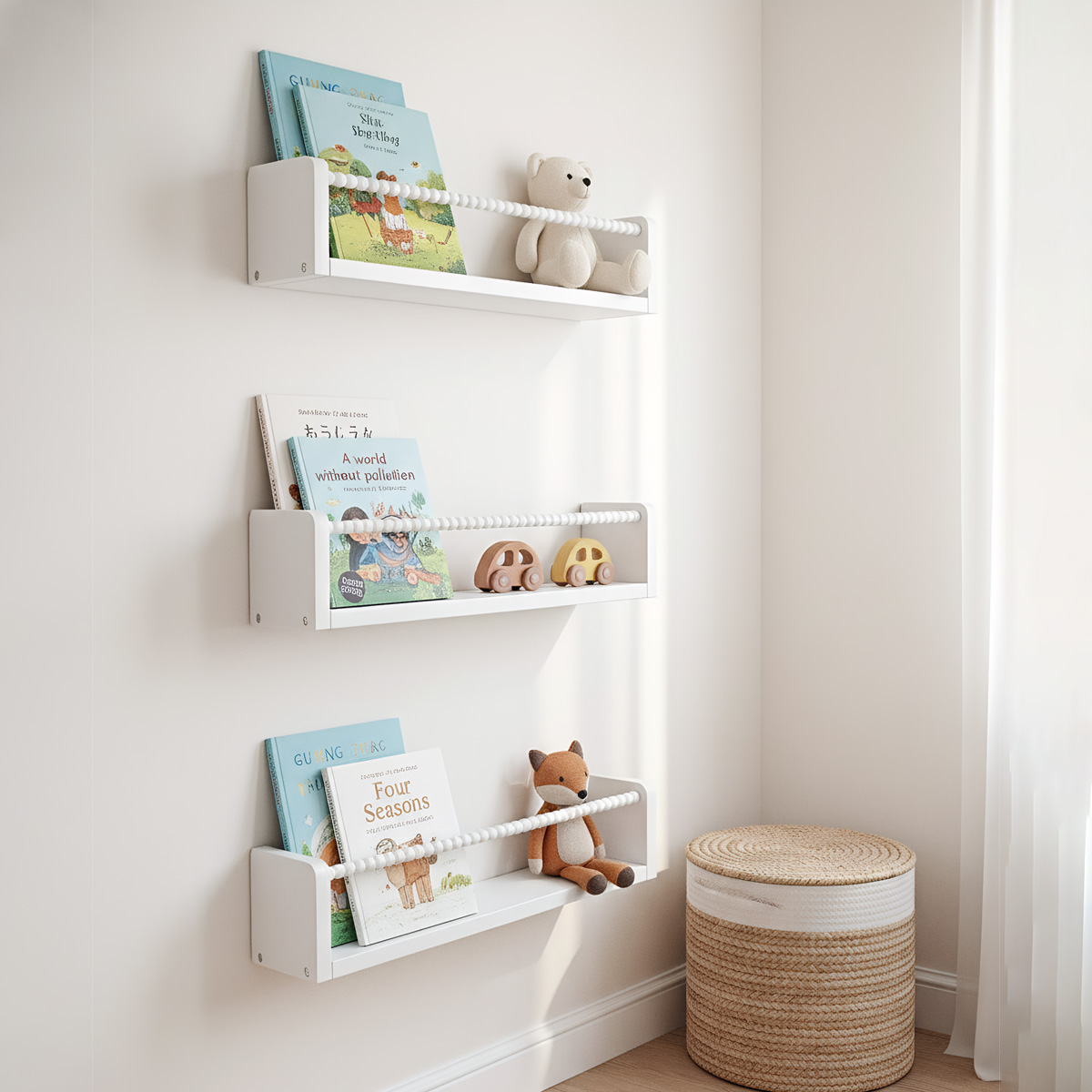 원목 유아용 책꽂이, 15.7인치 벽걸이형 책꽂이 3개 - Baby Nursery Floating Shelves 리뷰 및 가격